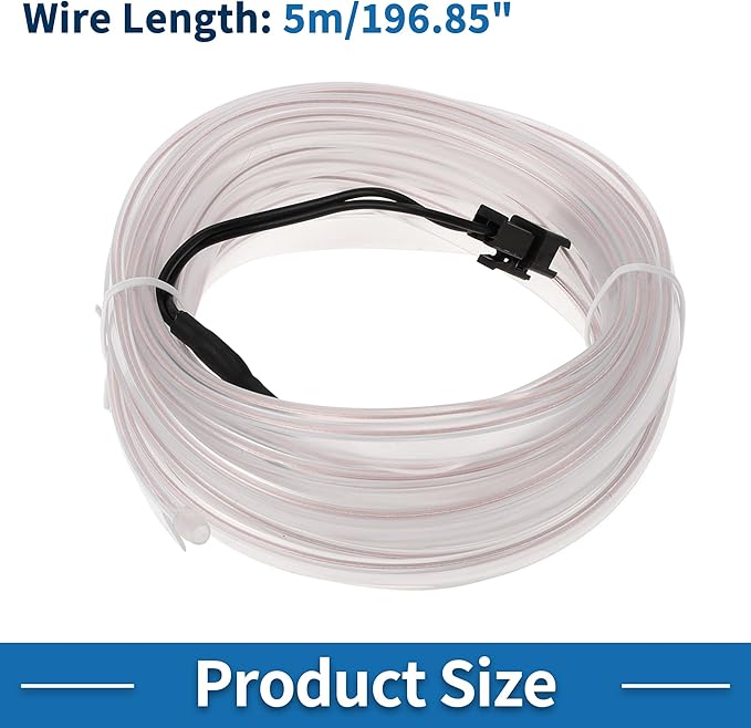 5m EL Wire Cable LED Glow String Light Car Interior Lighting Strip Flexible Neon Light for Car Decoration Wiring Driver(12v) White