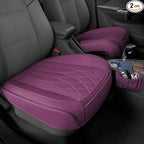 BEITK 2 Pack Leather Front Car Seat Cover Bottom Car Seat, Universal Anti-Slip Driver Car Seat Protectors with Storage Pocket, Waterproof Bottom Auto Seat Cushion Pad Mat for Most Vehicles(Purple)