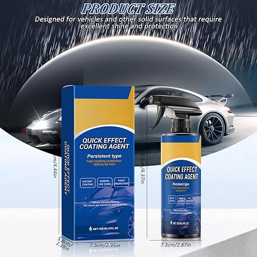 Car Coating Spray,New Quick Effect Coating Agent Spray,Quickly Coat Car Wax,Car Scratch Wax Polish Sprays Waterless Wash,Oil Film Emulsion Glass Cleaner with Sponge and Cloth,4FT.OZ (2PCS)