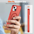 SUPFINE Magnetic for iPhone 15 Case (Compatible with MagSafe) (Military Grade Drop Protection) Slim Translucent Matte Shockproof with Anti-Fingerprint Phone Case, Red