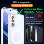 OWKEY for Samsung Galaxy S21 Case with Stand, Magnetic Shockproof Case Fit for Magsafe Translucent Matte Cover for Samsung S21, White