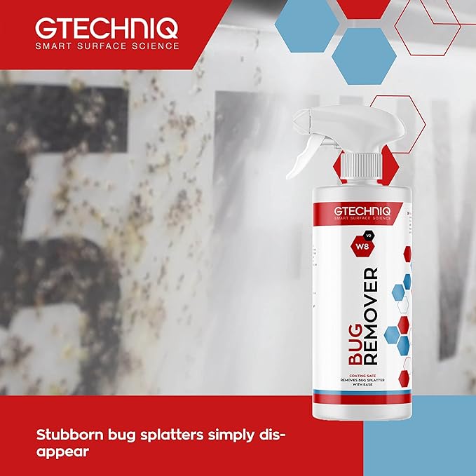 Gtechniq - W8 Bug (Splatter) Remover - Easily and Safely Remove Bug Splatter Without Aggressive Ingredients, Safe on Existing Coatings, Neutral Formula (1 Liter)