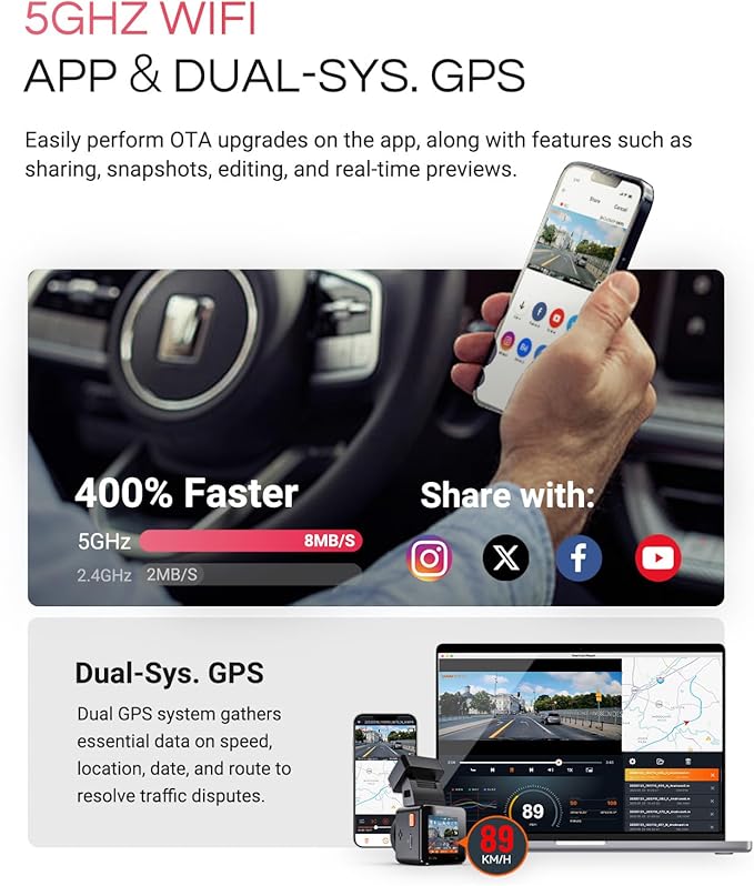 Vantrue E1 Pro 4K Mini Dash Cam Front, STARVIS 2 PlatePix HDR Night Vision Car Camera, Built-in 5G WiFi GPS, 1.54'' IPS Screen, Voice Control, Parking Mode, Support 1TB Max (Renewed)