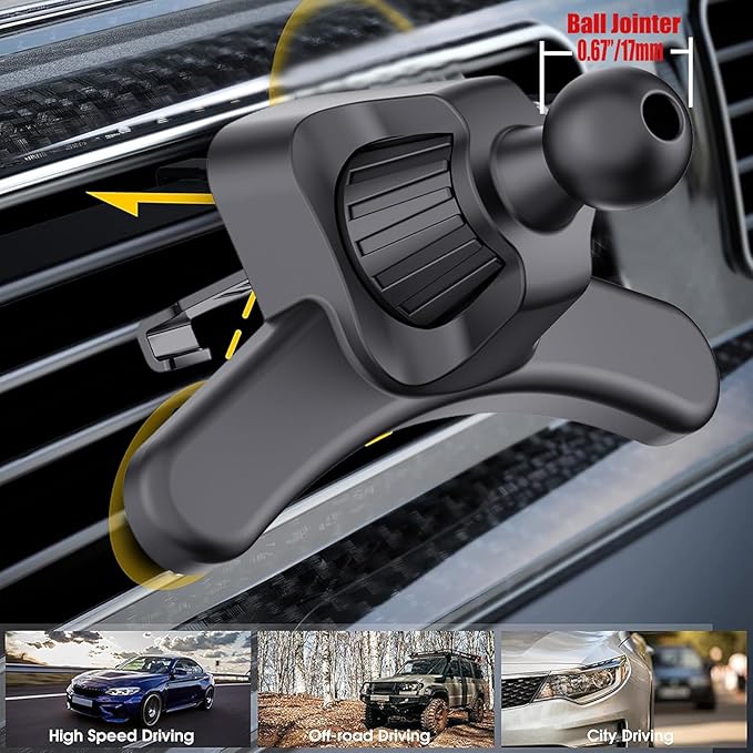 Car Phone Mount Cellphone Holders for Cars with Metal Hook Clip, Air Vent Cell Phone Stand Car Mount, Universal Automobile Cradle Fit for iPhone Android and Smartphones