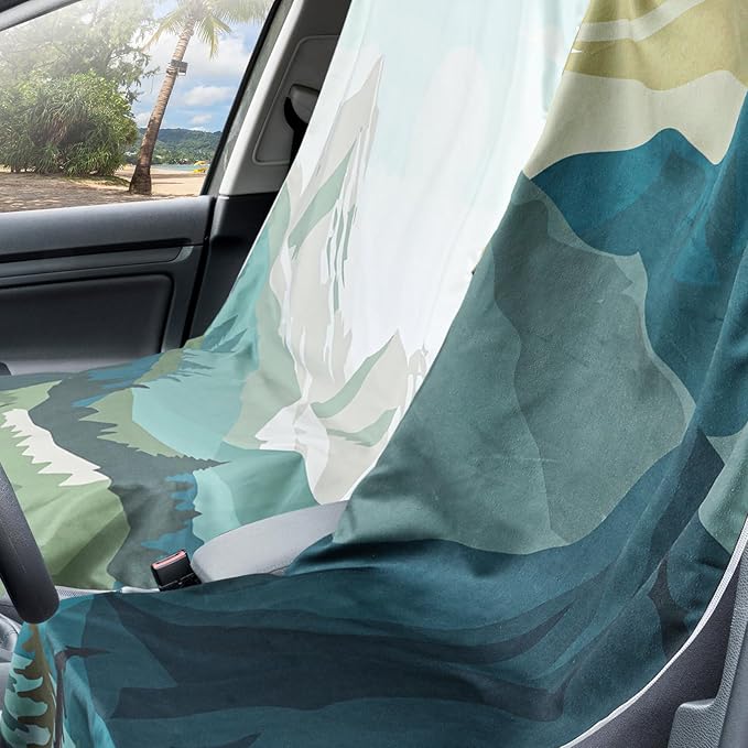 Hahafelt 4 Pack Car Seat Towel Covers with Storage Bag, 63 x 32 Inch Universal Non Slip Waterproof Sweat Protector for Car Truck, Gym Swimming Running, Machine Washable (Landscape)