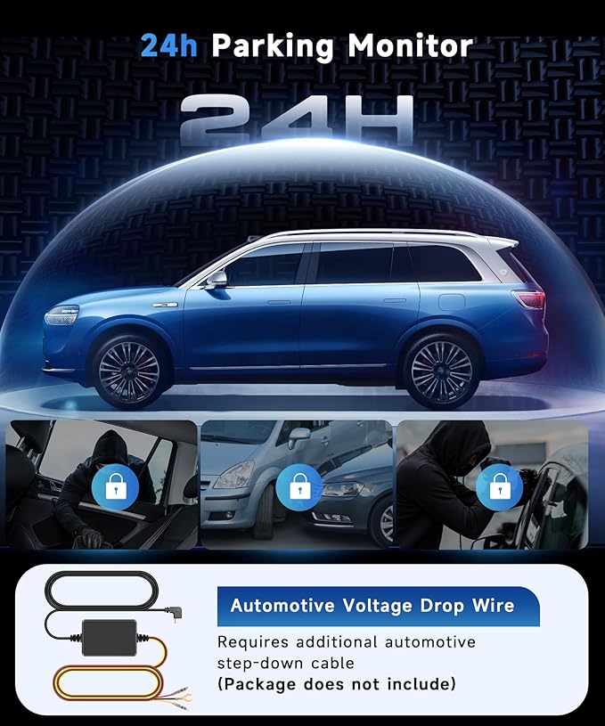 4 Channel 360° Dash Cam Front and Rear Inside Left Right, 3.16 Inch FHD 1080P IPS Dashcam Supports Night Vision, Loop Recording, 24/7 Recording Parking Mode Monitor, Reverse View