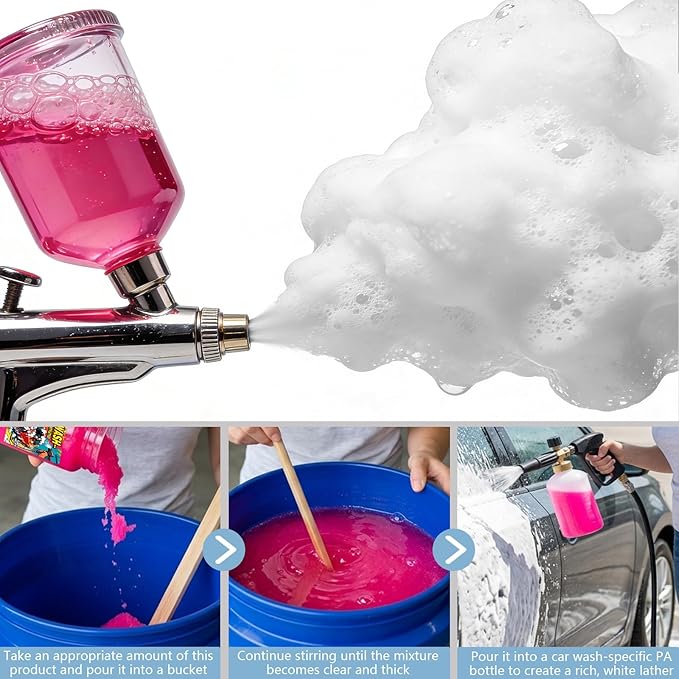 Car Wash Ultra Concentrated, High-Foaming, Car Wash Soap, Safe for Cars, Trucks, Motorcycles, RVs & More, Works for Foam Cannon or Gun, Rose Red, 4 oz