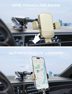 CHGeek Wireless Car Charger, 15W Fast Charging Auto Clamping Car Charger Phone Mount Phone Holder fit for iPhone 15 14 13 12 11 Pro Max Xs, Samsung Galaxy S24 Ultra S23 S22 S21, S20, S10+, Khaki