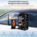 Glass Guard, Glass Oil Film Remover for Car, Glassy Emulsion Cleaner Roll-On Glass Compound with Cleaning Board, Removes Oil Film & Smudges, Improve Windshield Clarity for Safe Driving (100ml+Brush)