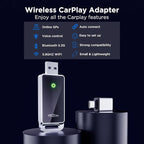vnilrgle Wireless CarPlay Adapter 2024 Upgrade, Plug and Play, No Latency, Converts Factory Wired to Wireless, Compatible with iPhone 6+ and 2015+ Cars, Bluetooth 2.4GHz and Wi-Fi 2.4+5.8GHz