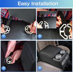 Center Console Organizer Armrest Storage Box with Cup and Phone Holder for Car & Van & Truck Floor Cab Back Bench Seat Black