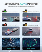 BOTSLAB 4K Dash Cam Front and Rear, 170° Ultra Wide 4K+2K Dashcam with ADAS, Night Vision, 24/7 Parking Mode, IMX415 STARVIS Sensor, WDR, 5.8GHz WiFi, Built-in GPS, Loop Recording (No SD Card)