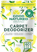 Good Natured Brand | Carpet Deodorizer & Freshener Powder | 60 oz Pet Odor Eliminator for Strong Odor & Pet Urine | Fresh Natural Lemon Love | Safe for Homes with Pets