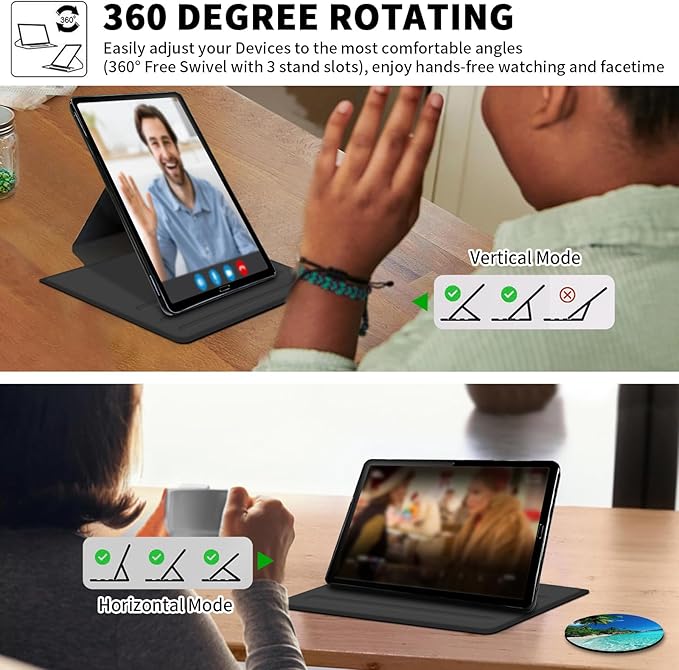 Case for 7" Kindle Paperwhite 12th Generation 2024 & Kindle Colorsoft Signature Edition 2024,360 Degree Rotating Swivel Leather Stand Folio Cover with Auto Wake/Sleep,Green Sea Beach