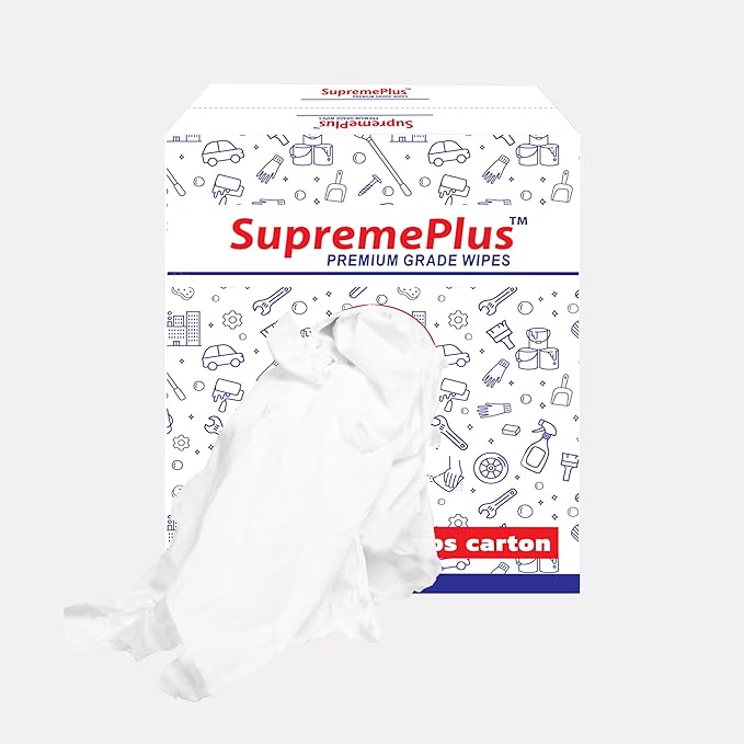 Premium New White Cotton Knit T-Shirt Rags (25 lbs. Box of Rags) - Lint-Free, Soft & Absorbent Cleaning Cloths for Auto, Paint, Garage, Staining & Polishing