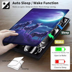 Case for 7" Kindle Paperwhite 12th Generation 2024 & Kindle Colorsoft Signature Edition 2024,360 Degree Rotating Swivel Leather Stand Folio Cover with Auto Wake/Sleep,Moon Blue Wolf