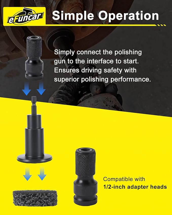 Brake Rotor Resurfacing Tool Kit, Wheel Hub Rust Removal Tool for Cars & Trucks, Wheel Stud Cleaner Fits 1/2" Impact Wrenches & Drills with 5 Abrasive Pads