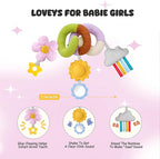 Stuffed Spiral Baby Car Seat Toys, Best Newborn Shower Gifts, Soft Infant Essentials Must Have Stroller Hanging Toys (Vibrant Nature)