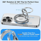 Magnetic Phone Grip Holder for MagSafe Kickstand Gym Phone Grip Stand Dual-Sided Magnetic Finger Ring for iPhone 17 16 Pro Max 16e 15 14 13 12 Samsung S25 Edge S24 S23 S22 S21,for Wireless Car Mount
