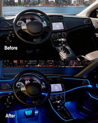 Interior Car LED Strip Lights, 5M 16FT Ambient Lighting Kits, Button Switch & APP Bluetooth Control, Music Sync Fiber Optic Cars Interior Neon Light Strip, USB 5V for Car Inside Decoration