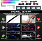 Acrylic Interior Car LED Strip Light with Wireless APP, Dreamcolor RGB 10 in 1 with 175 inches 600 LEDs Fiber Optic Car Ambient Lighting Kits, Dual Zone Sound Active Function LED Strip for Car