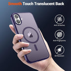 SUPFINE Magnetic for iPhone 16 Plus Case(Compatible with MagSafe)(Military Grade Drop Protection) Slim Translucent Matte Shockproof with Anti-Fingerprint Phone Case,Dark Purple
