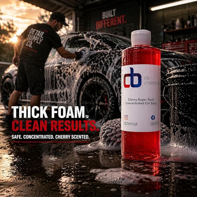 Cherry Suds Concentrated Car Wash Soap 16 oz | High-Lather Car Shampoo for Cars, Trucks, and RVs | Compatible with Foam Cannons and Guns | Gentle Vehicle Cleaning Formula
