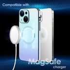 Guppy Compatible with iPhone 13 with MagSafe Case, Magnetic Gradient Case with MagSafe Charging, Gradient Glass Back Cover with Lens Film-Blue