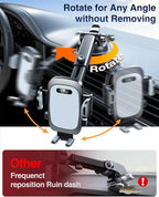 YRU True Military-Grade [360° Rotation Suction] 2026 Ultimate Car Phone Holder Mount 【90+LBS Safest Strongest & Patent Certs】 Dashboard Windshield Vent for iPhone 17 16 Pro Max Samsung, Light Gray
