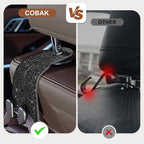 CoBak Purse Hook for Car - Universal Premium Stitched Leather and Aluminum-Magnesium Alloy Double Car Seat Back Storage Hook for Purses, Handbags, Bags (2 Pack),Glitter Black