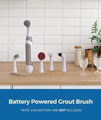 kHelfer Electric Cleaning Brush with Battery Power, KH6A Small Electric Grout Brush&5 Replacement Brush, Lightweight Waterproof Stainless Steel Wire Brush for Grout, Tile, Corner, Kitchen, Bathroom