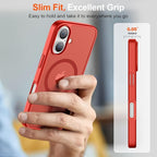 SUPFINE Magnetic for iPhone 17 Case (Compatible with MagSafe)(Military Grade Drop Protection) Translucent Matte Shockproof with Anti-Fingerprint Phone Cover 2025,Red