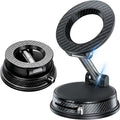 Magnetic Car Phone Holder, 360° Adjustable Vacuum Dashboard and Windshield Mount Cell Phone Holders for Your Car, Carbon Fiber 108+LBS Nano Gel Suction Cup, iPhone, Samsung (Black)