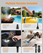 Electric Air Duster 2-in-1 with Vacuum, 130000RPM Cordless Air Blower, 4-Speed Adjustable Compressed Air Duster for PC Cleaning, Keyboard, Car, Home