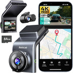 BOTSLAB 4K Dual Dash Cam Front and Rear [2026 Upgraded], STARVIS 2 Sensor, 64GB Card Included, Voice Control, 5GHz WiFi Dashcam Front and Rear Camera, Built in GPS, WDR Night Vision, 24H Parking Mode