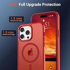 SUPFINE Magnetic for iPhone 14 Pro Max Case (Compatible with MagSafe) (Military Grade Drop Protection) Slim Translucent Matte Shockproof with Anti-Fingerprint Phone Case,Red
