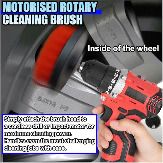 ZIMISI 2PCS Car Detailing Drill Brush Set, 2" & 4" Power Carpet Scrubber, Nylon Bristle Wheel Cleaner Brush with Drill Attachment, Car Wash Cleaning Kit for Floor Mats, Bathroom (Red)