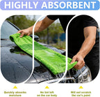 Car Microfiber Towel for Cars, 48”x24”, 1400GSM Super Absorbent, Drying Towels for SUV, Scratch-Free, Machine Washable (Darkgray-GreenYellow)