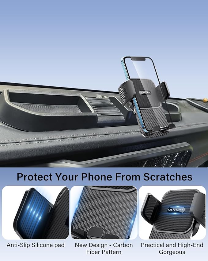SKYLOTEC Phone Mount for Jeep Wrangler JL JLU 2018-2023/Gladiator JT 2020-2023 Accessories Automobile Cradles, Dashboard Mount Phone Holder Dash Tray Not Block Air Vent (Only for 4X4, Not for 4XE)