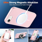 SUPFINE Magnetic for iPhone 17e Case/iPhone 16e Case with Screen Protector (Compatible with MagSafe) (Military Grade Drop Protection) Translucent Matte Shockproof Phone Cover,Light Pink