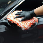 Microfiber Wash Pad, SPTA 3Pcs Ultra Wheel Pad Perfect for Wheels, Grills, and Tight Areas; Proprietary Microfiber Blend; Easily Releases Contaminates Upon Rinsing, 8.5in x 9.8in, Black/Orange-MT023B3
