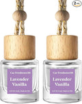 C Classy Hanging Car Air Freshener 2 Pack, Lavender Vanilla Essential Oil Diffuser, Long-Lasting Fragrance, Cute Glass Bottle Car Accessories for Women & Men, Made in USA