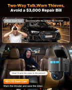 Volam 4G LTE Cellular Dash Cam with Live Streaming & GPS Tracking - Dual Car Security Camera with Remote Live View,Cloud Storage,AI Motion Detection,Sentry Mode, Anti-Theft Protection for Vandalism
