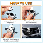 Tallew 2 Pack Car Air Freshener Cute Dog & Panda Car Vent Clip Diffuser with Rotating Propeller Outlet Vent Easy to Install Included 4 Scents Aroma Tablets Aromatherapy Ornament Auto Accessories