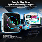 AI Box Carplay, 4+32GB Car Video Box for Netflix/YouTube/TikTok/TF Card & HDMI Output Streaming Magic AI Box Wireless CarPlay Adapter with Ambient Light, Fits for OEM Wired Car Play Cars