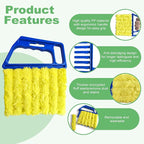 4Pcs Blind Cleaner Duster Tool Set with 7-Finger & 3-Finger Brushes，Washable Multi-Surface Dusting Kit for Wood Blinds, Venetian Blinds, AC Vents, Car Vents, Shutters & Fans (Orange+Blue)