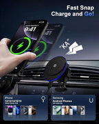 Samsung Galaxy S26 Ultra Wireless Car Charger, 15W Magnetic Car Mount Charger for Samsung Galaxy S26 S25 Ultra, for Apple Magsafe 360° Adjustable Air Vent Mount Charge for iPhone 17e 17 16 15 Pro Max