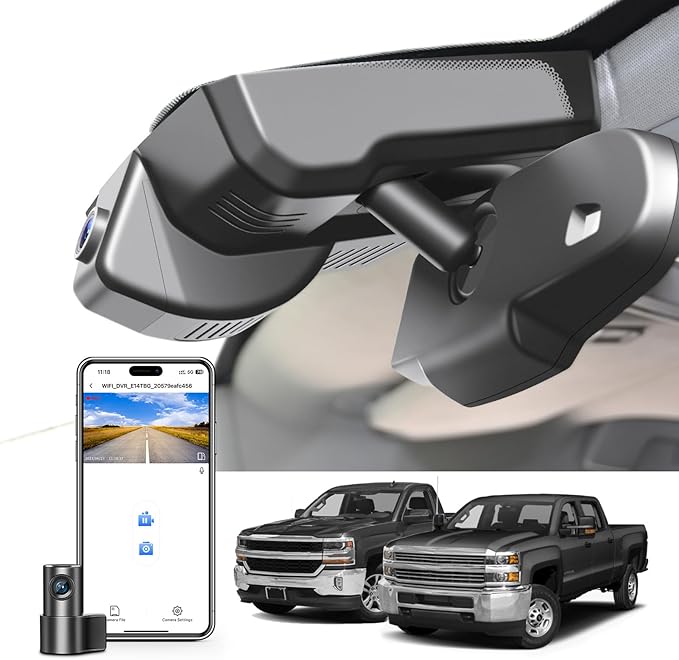 Mangoal 4K Dash Cam fit for Chevy Silverado 1500 2014 2015 2016 2017 2018 2500 HD/3500 HD 2015-2019 (Model D), with A Cover, if Not, You Can Buy Model E (with Auto-Dimming Rearview Mirror Plug)