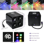 AZIMOM 4Port 36W Twinkle 1600pcs 0.03in 13.1ft Fiber Optic Starlight Headliner Kits 4Colors Light Source Sound Activated Remote APP Control Home Indoor Ceiling Car Headliner Decoration