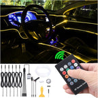 8 Meters Optic Fiber Car Ambient Lighting with RF Remote Control 8 Colors Multicoloured Music Interior Lighting Kit DC 12V 1W